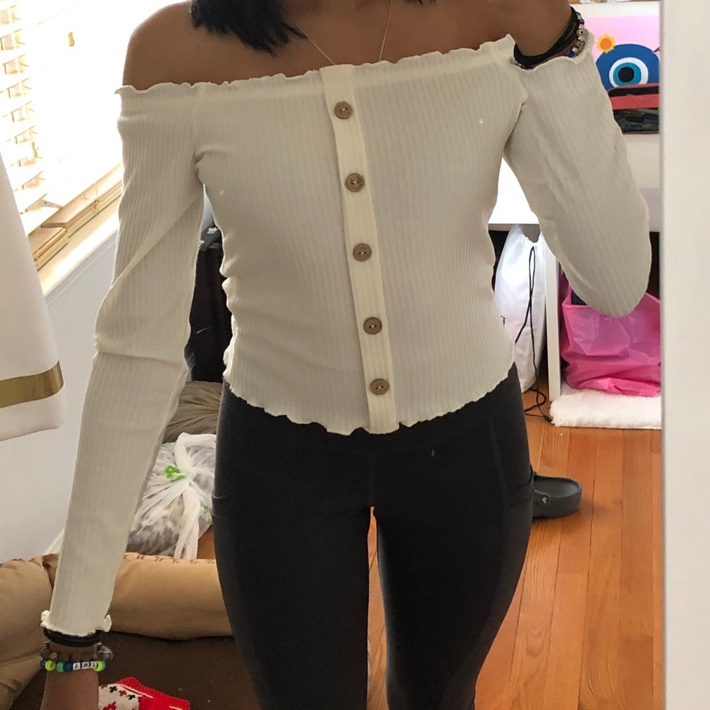 Forever 21 Beige off-the-shoulder Top